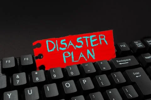 Text caption presenting Disaster Plan. Business concept Respond to Emergency Stock Photos