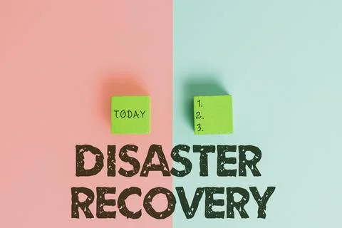 Text caption presenting Disaster Recovery. Concept meaning helping showing Stock Photos