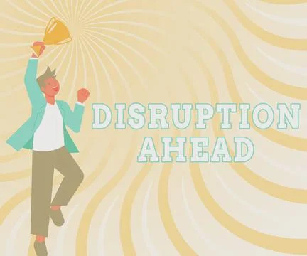 Text caption presenting Disruption Ahead. Business showcase Transformation that Stockillustratie