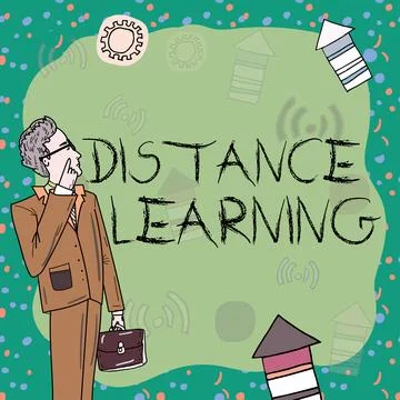 Text caption presenting Distance Learning. Business idea educational lectures 스톡 일러스트
