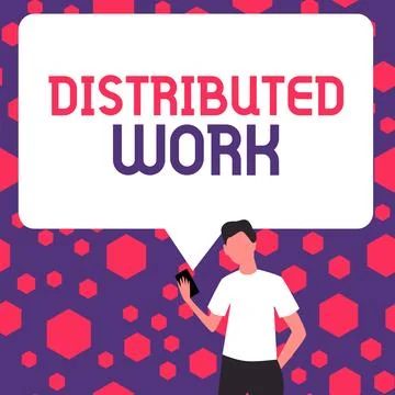 Text caption presenting Distributed Work. Word Written on practiced by Stock Illustration