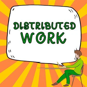 Text caption presenting Distributed Work. Conceptual photo practiced by Stockillustratie