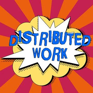 Text caption presenting Distributed Work. Internet Concept practiced by Stockillustratie