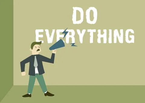 Text caption presenting Do Everything. Business approach Jack of All Trades Self Illustrazione stock
