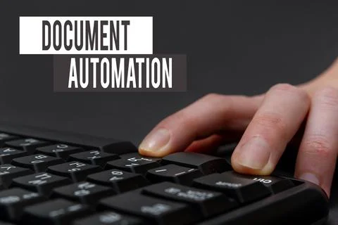 Text caption presenting Document Automation. Business approach workflows that Stockfoto's