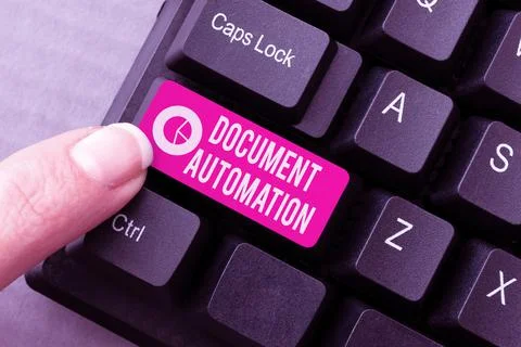 Text caption presenting Document Automation. Business idea workflows that assist Fotos de archivo