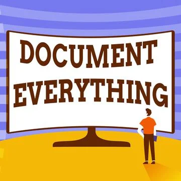Text caption presenting Document Everything. Business concept computer file that Stock Illustration