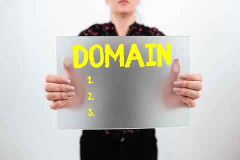 Text caption presenting Domain. Business showcase identification string that Stockfoto's