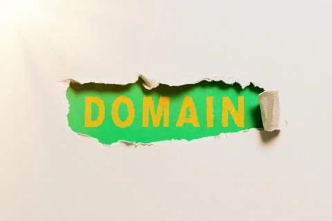 Text caption presenting Domain. Word Written on identification string that Stockfoto's
