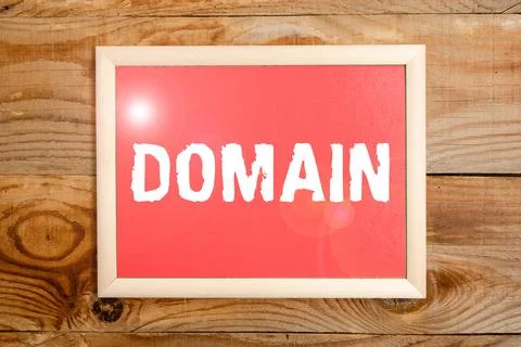 Text caption presenting Domain. Word Written on distinct subset of Internet with 库存照片