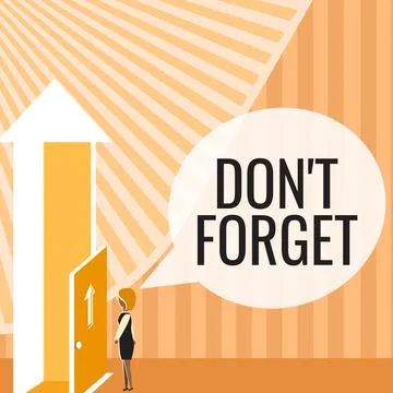 Text caption presenting Don T Forget. Word for Know by Heart Think Back Fix in Stock Illustration