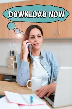 Text caption presenting Download Now. Internet Concept To copy or move programs Stock Photos