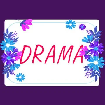 Text caption presenting Drama. Word Written on a state, situation, or series of Stock Illustration