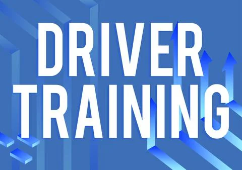 Text caption presenting Driver Trainingprepares a new driver to obtain a driver Stock Illustration