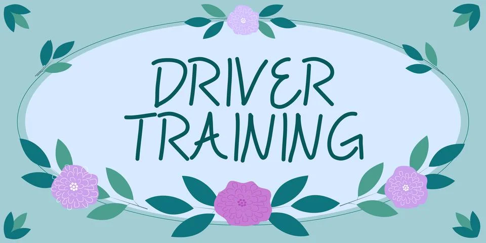 Text caption presenting Driver Trainingprepares a new driver to obtain a driver Stock Illustration