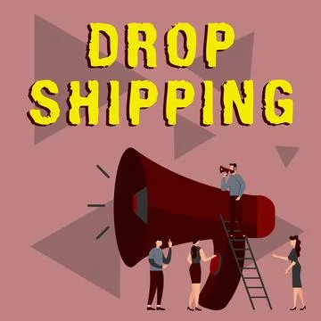 Text caption presenting Drop Shipping. Word for to send goods from a Stock Illustration