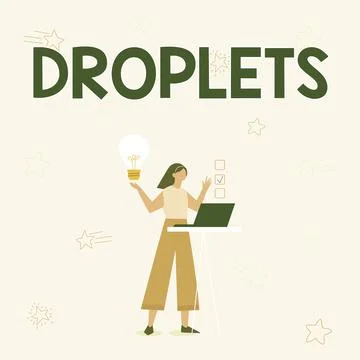 Text caption presenting Droplets. Business idea very small drop of a liquid can Stock Illustration