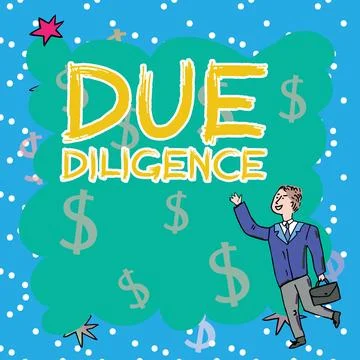 Text caption presenting Due Diligence. Business overview avoid harming other Stock Illustration