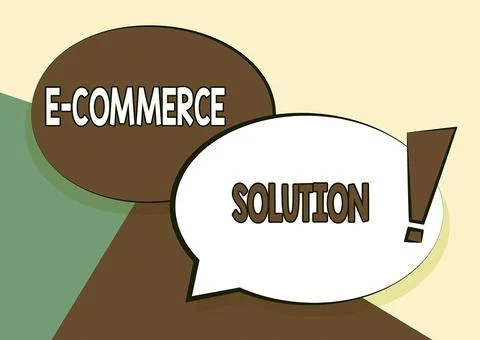 Text caption presenting E Commerce Solution. Business idea Software used by Stock Illustration