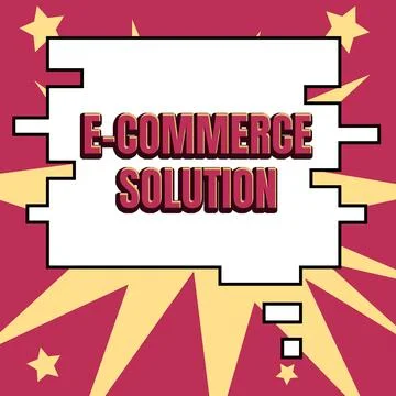 Text caption presenting E Commerce Solution. Business showcase Software used by Stock Illustration