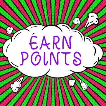 Text caption presenting Earn Points. Word for to get praise or approval for Stock Illustration