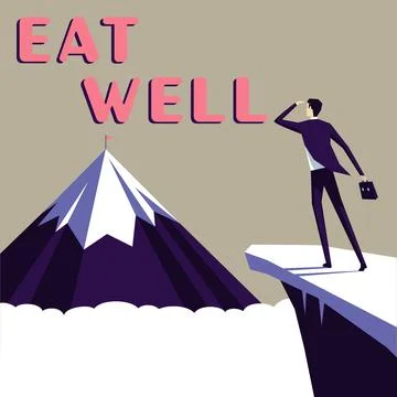Text caption presenting Eat Well. Business showcase Practice of eating only Stock Illustration
