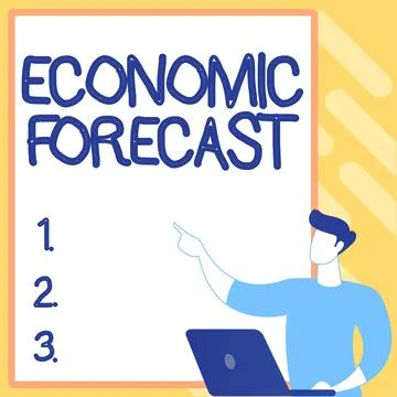 Text caption presenting Economic Forecast. Business idea Process of making Illustrazione stock