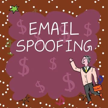 Text caption presenting Email Spoofing. Concept meaning secure the access and Stock Illustration