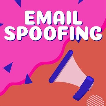 Text caption presenting Email Spoofing. Business concept secure the access and Stock Illustration