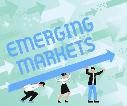 Text caption presenting Emerging Markets. Business showcase country that has イラスト素材