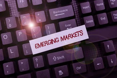 Text caption presenting Emerging Markets. Business concept nations that are Stock Photos