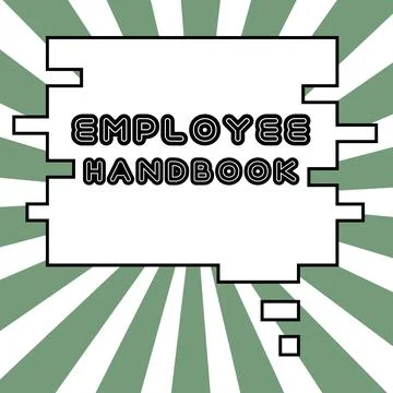 Text caption presenting Employee Handbook. Business overview Document that Illustrazione stock