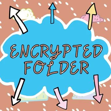 Text caption presenting Encrypted Folderprotect confidential data from attackers Stock Illustration