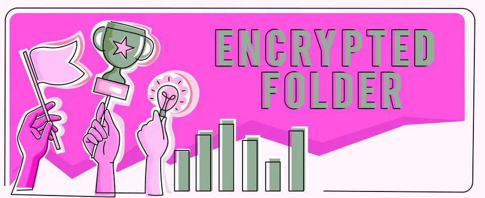 Text caption presenting Encrypted Folderprotect confidential data from attackers Stock Illustration