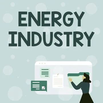 Text caption presenting Energy Industry. Word for industries involved in the Stock Illustration