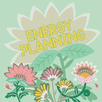 Text caption presenting Energy Planning. Concept meaning making of a strategy Illustrazione stock