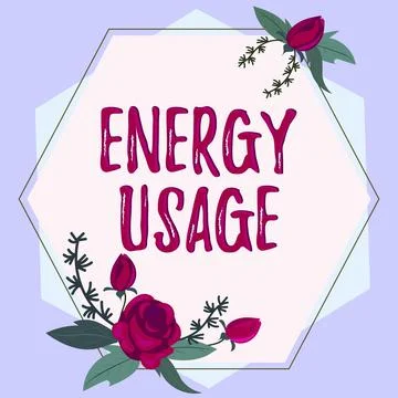 Text caption presenting Energy Usage. Word for Amount of energy consumed or used Illustration
