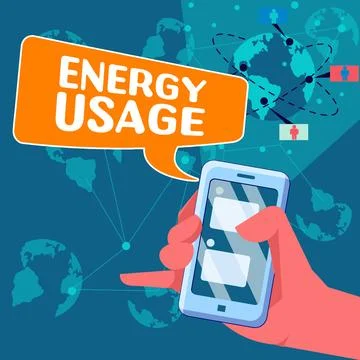 Text caption presenting Energy Usage. Word for Amount of energy consumed or used Illustration