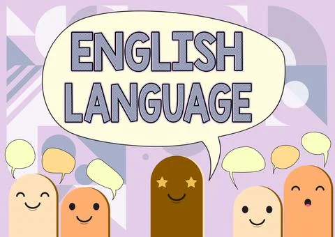 Text caption presenting English Language. Word for third spoken native lang in 스톡 일러스트