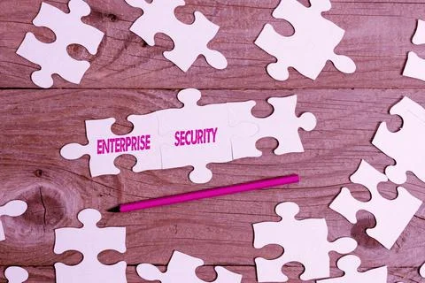 Text caption presenting Enterprise Security. Business approach decreasing the Foto stock