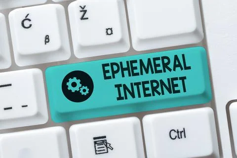 Text caption presenting Ephemeral Internet. Word for Temporary access to digital Stock Photos