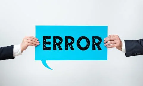 Text caption presenting Error. Conceptual photo failure or in deviation from the Stock Photos
