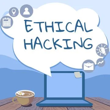 Text caption presenting Ethical Hacking. Internet Concept act of locating Illustrazione stock