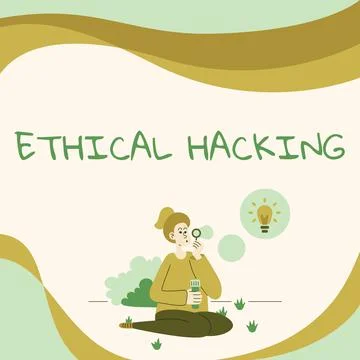 Text caption presenting Ethical Hacking. Internet Concept act of locating イラスト素材
