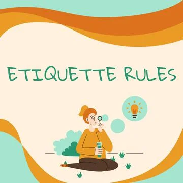 Text caption presenting Etiquette Rules. Business overview customs that control 스톡 일러스트