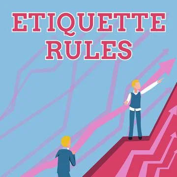 Text caption presenting Etiquette Rules. Business overview customs that control イラスト素材
