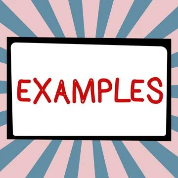 Text caption presenting Examples. Word for photo Sample Model to follow Guide Illustrazione stock
