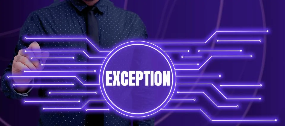 Text caption presenting Exception. Concept meaning person or thing that is Stock Photos