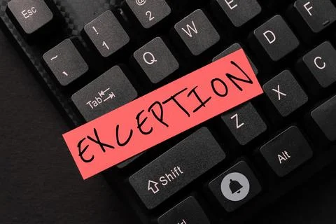 Text caption presenting Exception. Internet Concept person or thing that is Stock Photos