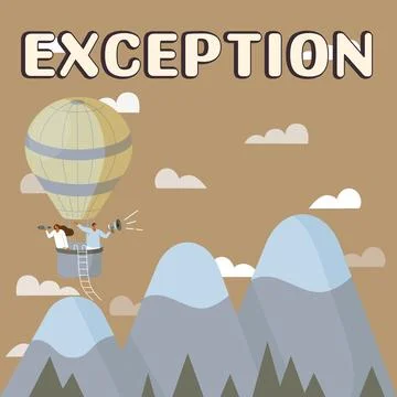 Text caption presenting Exception. Word Written on person or thing that is Stock Illustration
